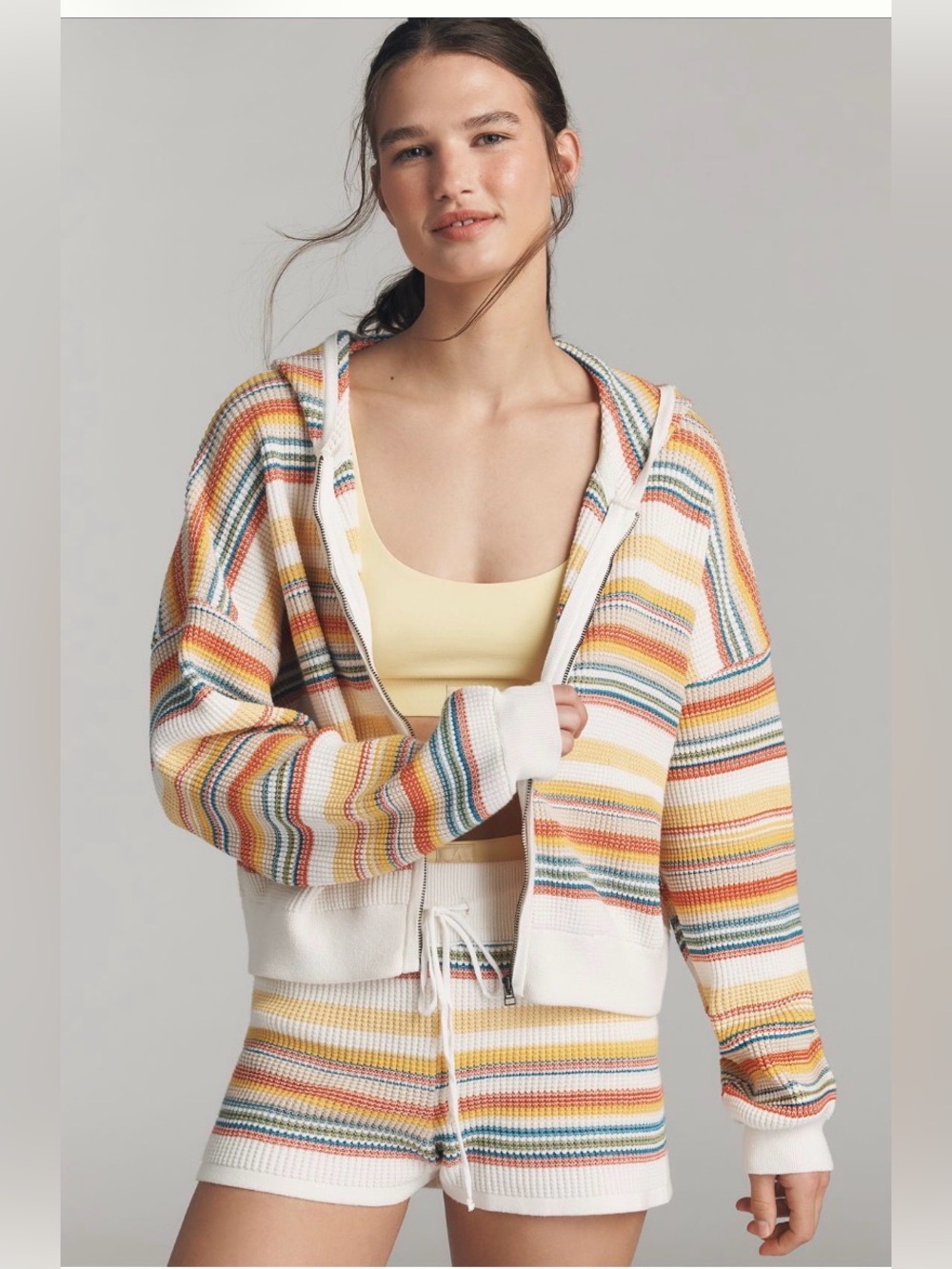 Anthropologie Daily Practice Thermal Zip-Up Cardigan Sweater XXS oversized fall